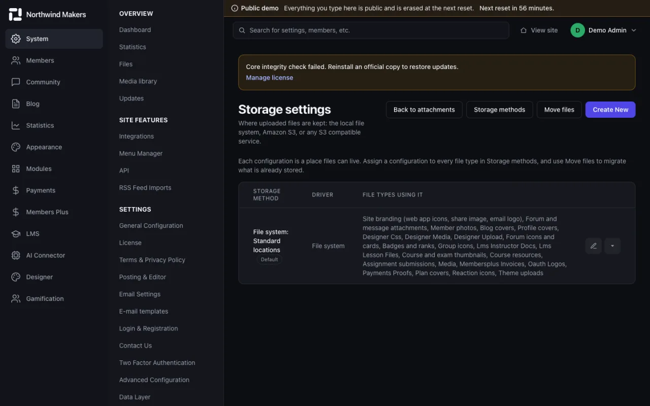 Screenshot of Storage in the Bondry demo