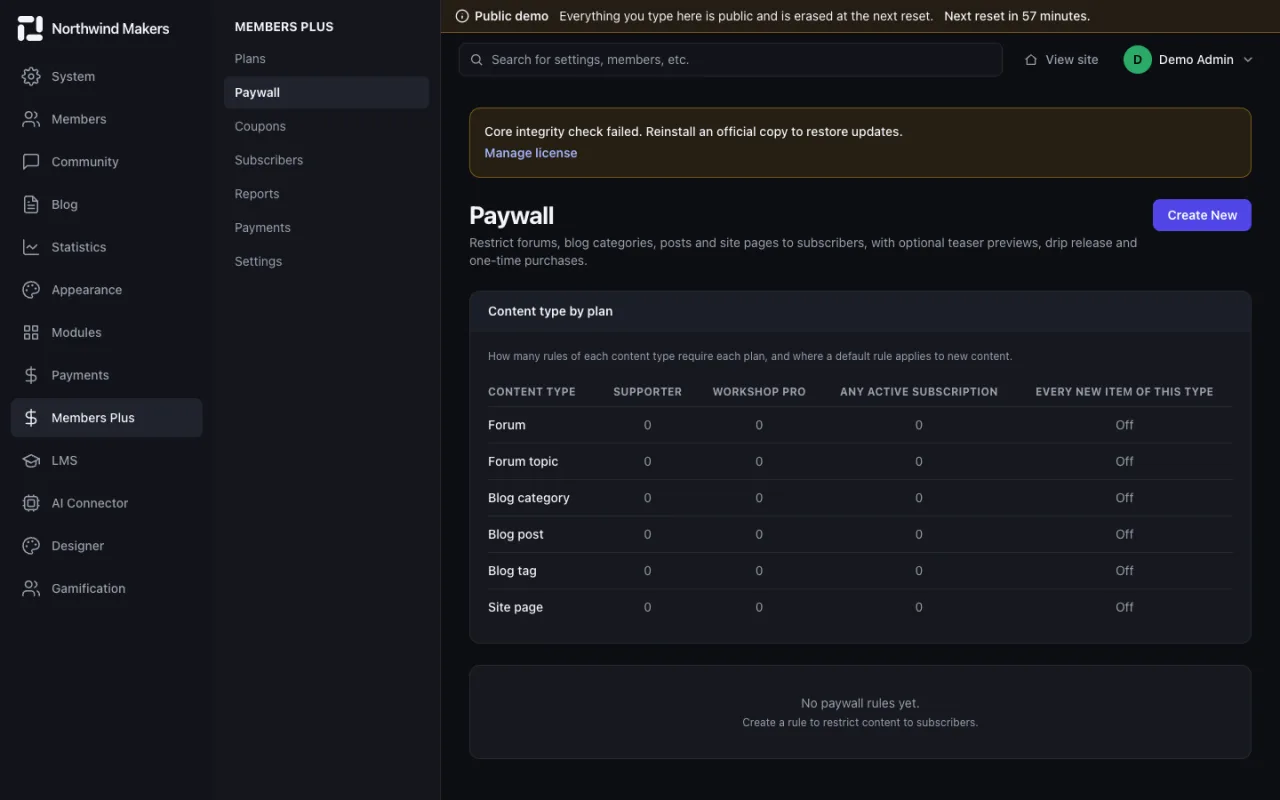 Screenshot of Paywall rules in the Bondry demo
